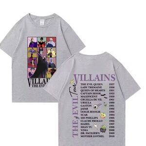💐 Disney x Old Navy Villains The Evil Tour Graphic Tee Sz L in Cloud Cover
